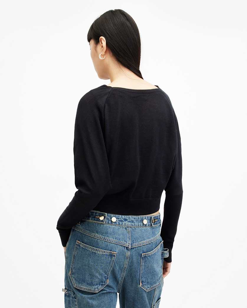 AllSaints Ridley Cropped Merino Wool Sweater Women's Black Women's