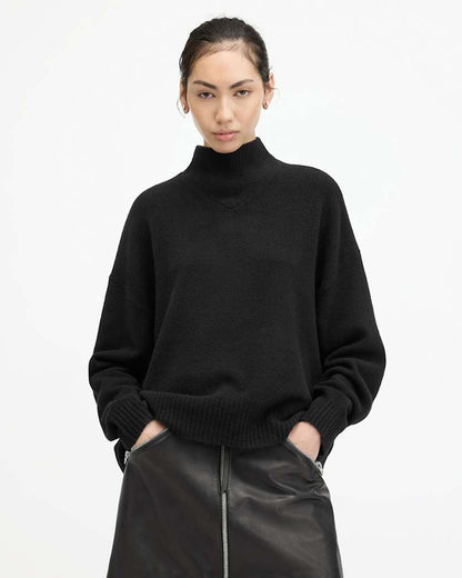 AllSaints Asha Soft Fluffy Sweater Women's Black Women's