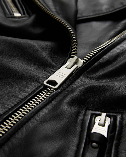 AllSaints Billie Oversized Leather Biker Jacket Women's Black Women's