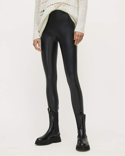 AllSaints Cora Leather Look High Rise Leggings Women's Black Women's
