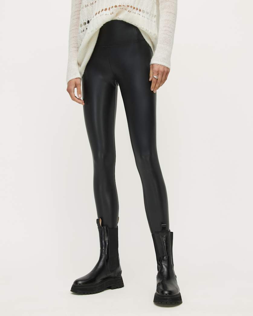 AllSaints Cora Leather Look High Rise Leggings Women's Black Women's