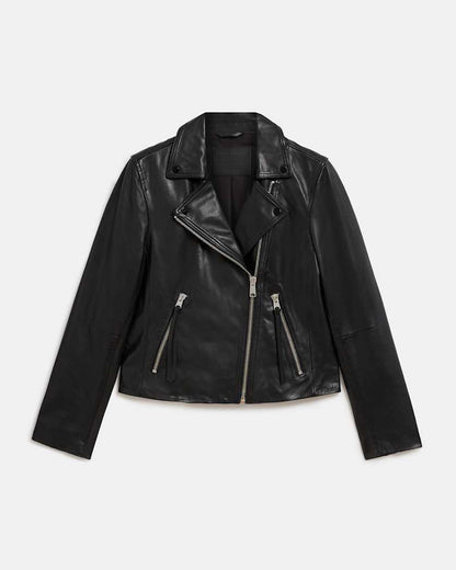 AllSaints Dalby Slim Fit Leather Biker Jacket Women's Black Women's