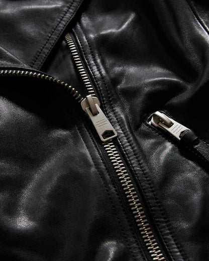 AllSaints Dalby Slim Fit Leather Biker Jacket Women's Black Women's