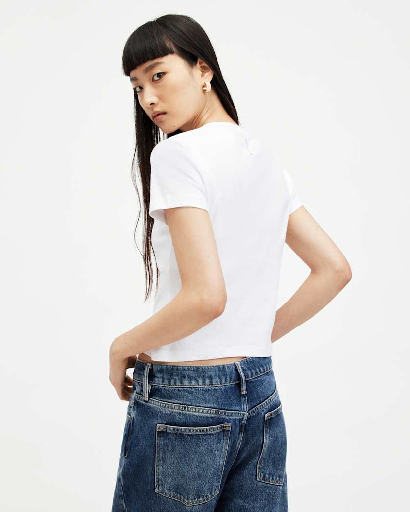 AllSaints Stevie Slim Fit Short Sleeve T Shirt Women's Optic White Women's