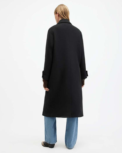 AllSaints Mabel Double Breasted Long Line Coat Women's Black Women's