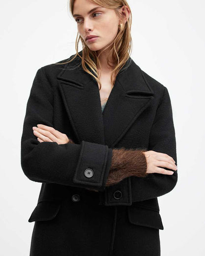 AllSaints Mabel Double Breasted Long Line Coat Women's Black Women's