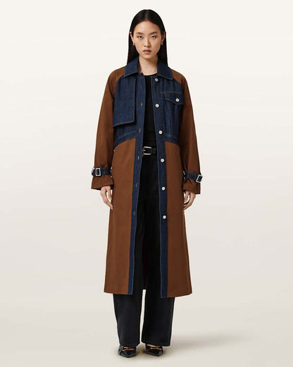 AllSaints Dayly Trench Coat Women's Cognac Brown Women's