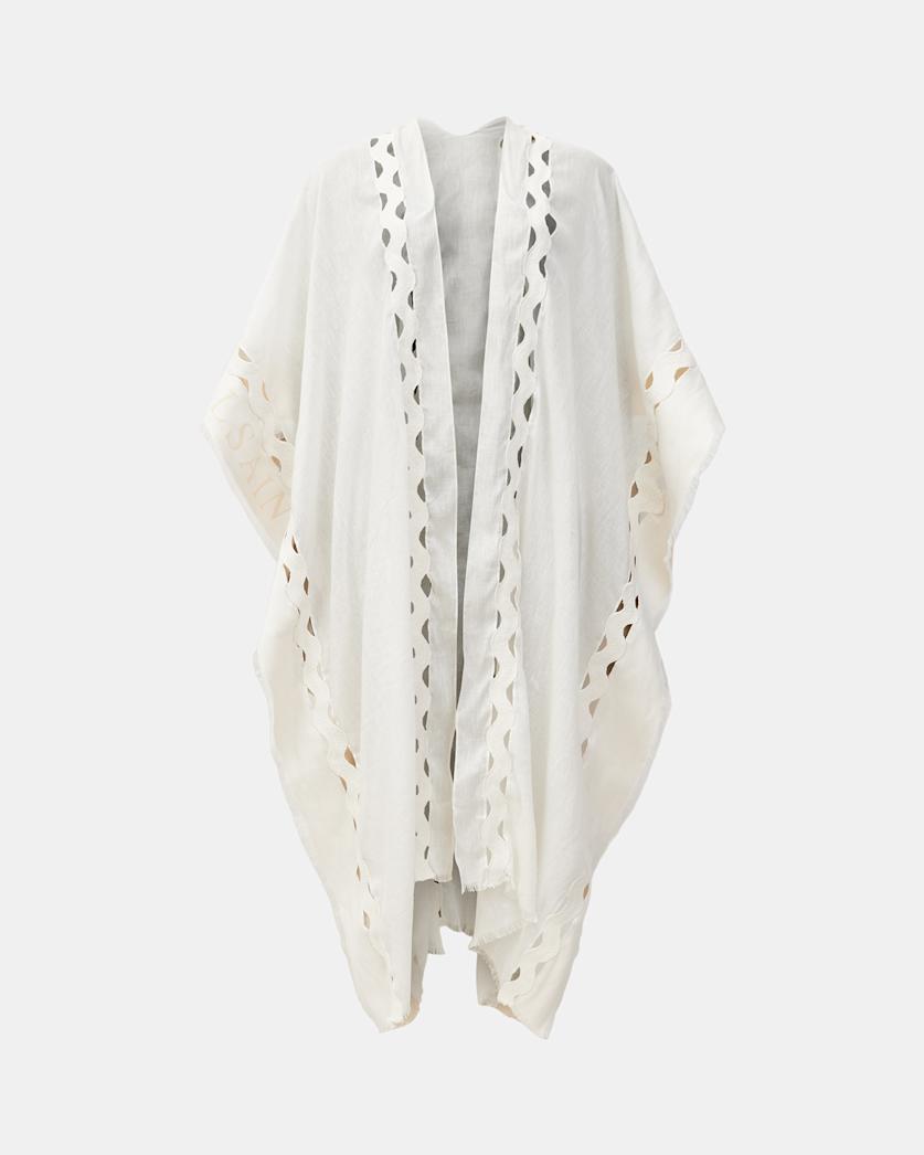 AllSaints Clarissa Logo Print Ruana Scarf Women's Ecru White Women's
