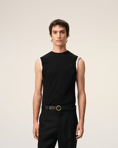 AmiParis Black Jersey Sleeveless Fitted Top