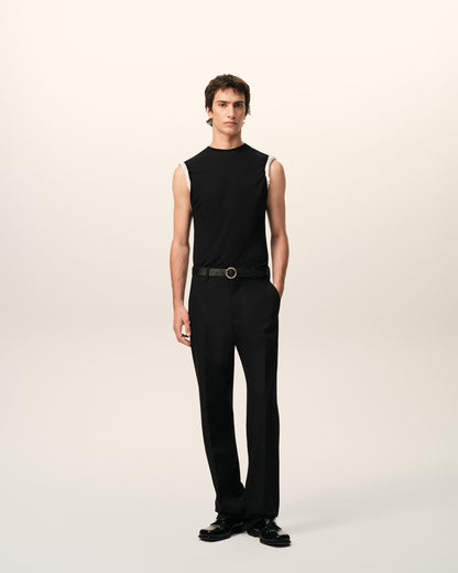 AmiParis Black Jersey Sleeveless Fitted Top