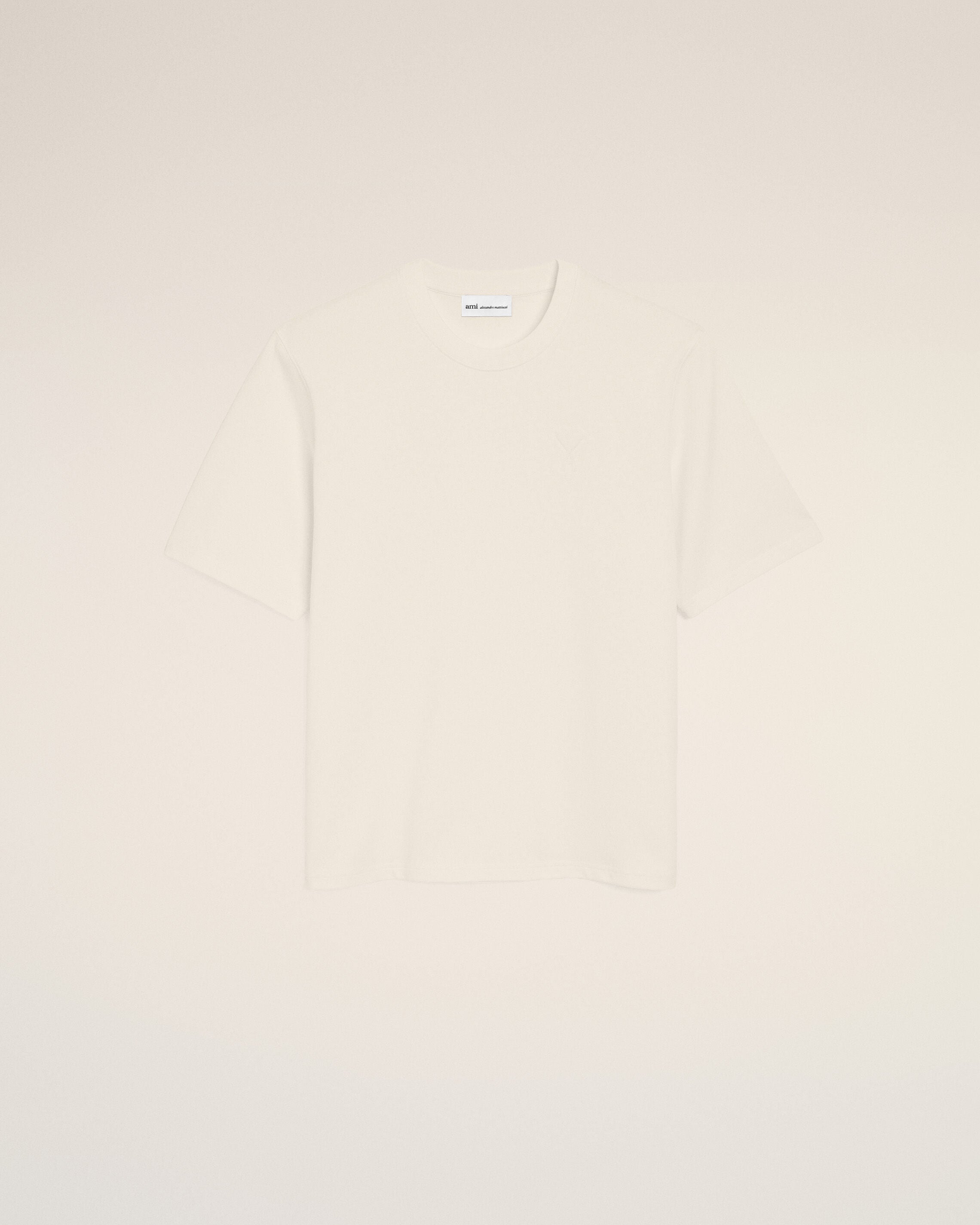 White Cotton Ami De Coeur Embossed Tshirt