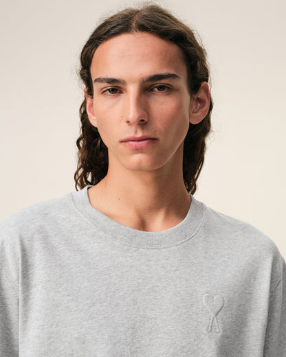 Grey Cotton Ami De Coeur Embossed Tshirt