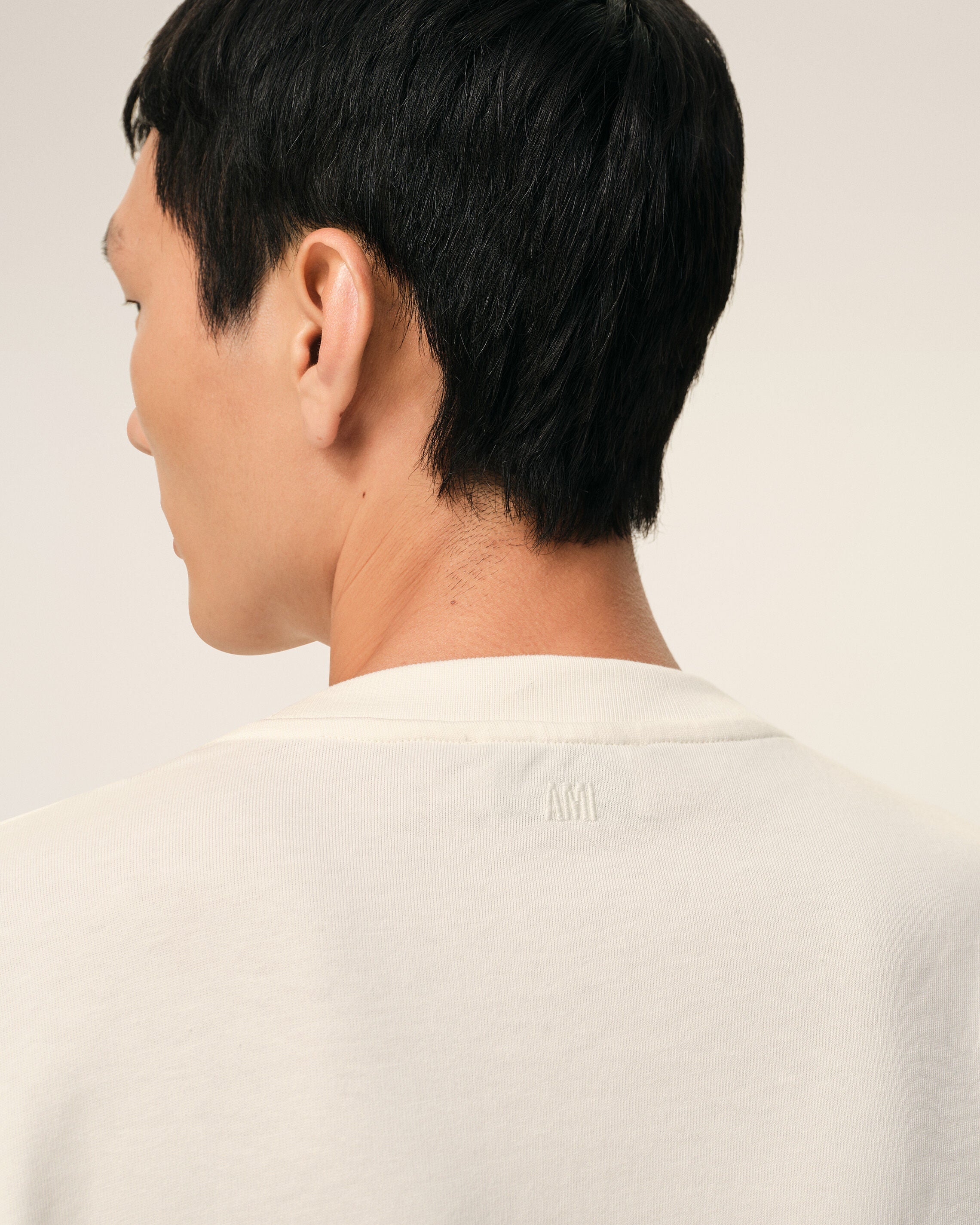 White Cotton Ami De Coeur Embossed Tshirt