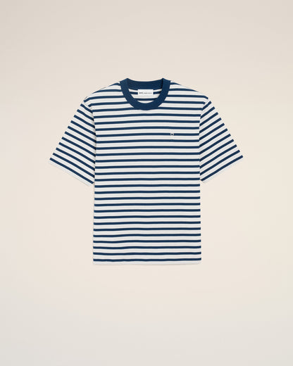 Blue Cotton Boxy Fit Mariniere Ami De Coeur Tshirt