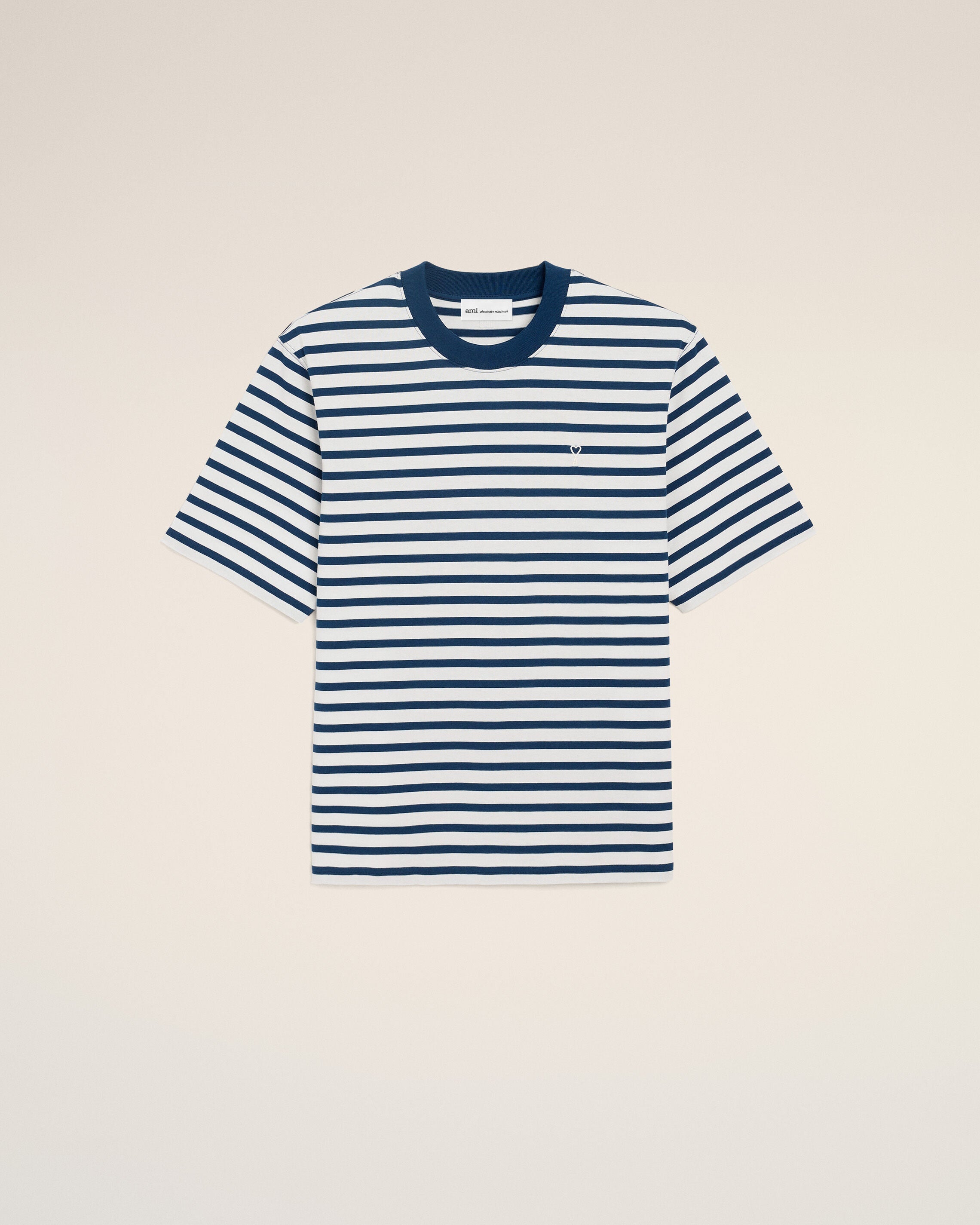 Blue Cotton Boxy Fit Mariniere Ami De Coeur Tshirt