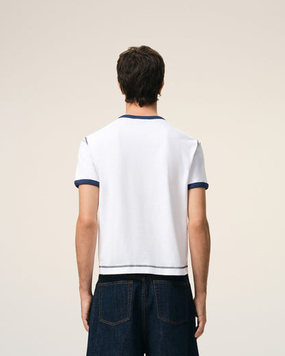 White Cotton Ami De Coeur Knitted Patch Tshirt