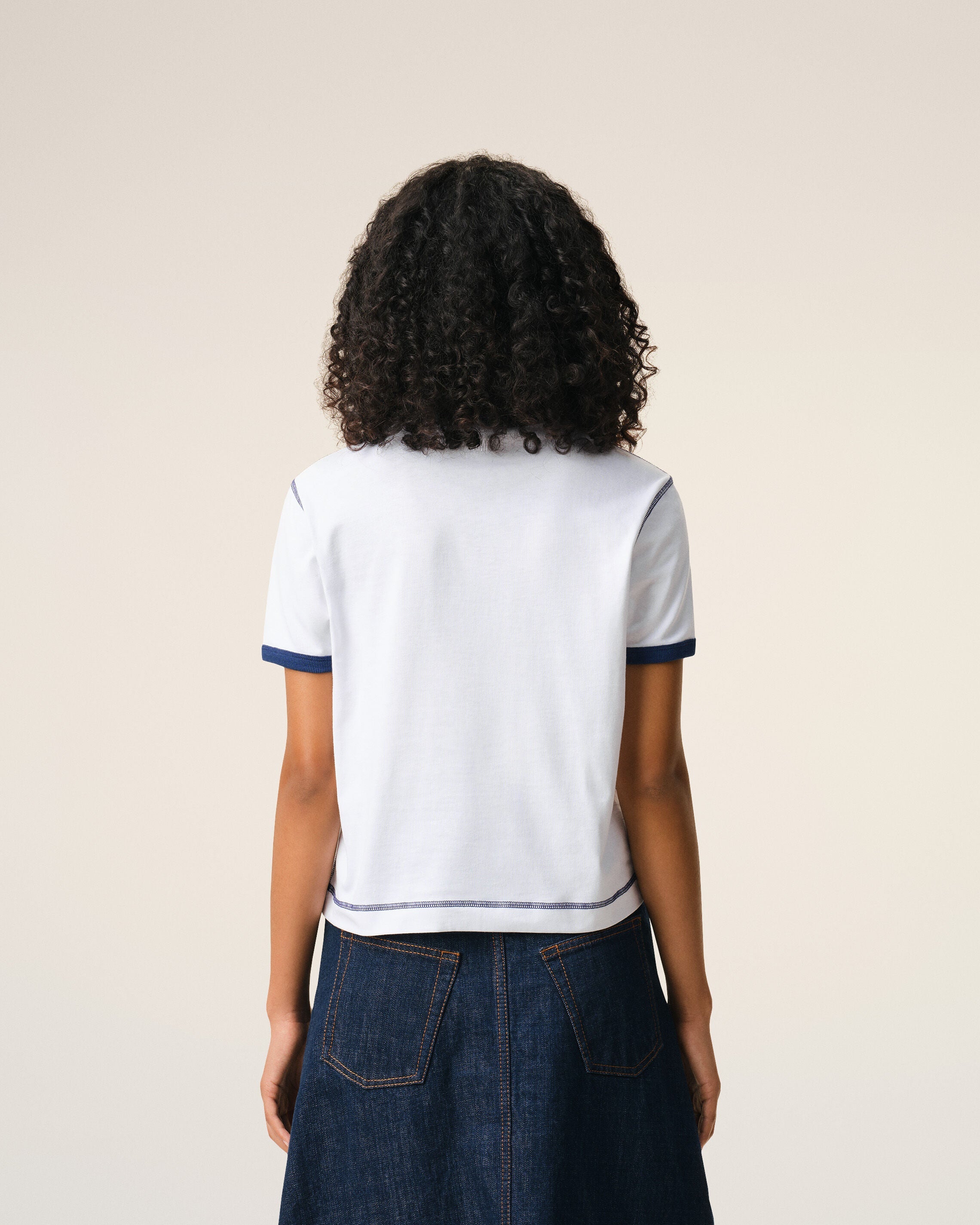 White Cotton Ami De Coeur Knitted Patch Tshirt