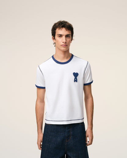 White Cotton Ami De Coeur Knitted Patch Tshirt