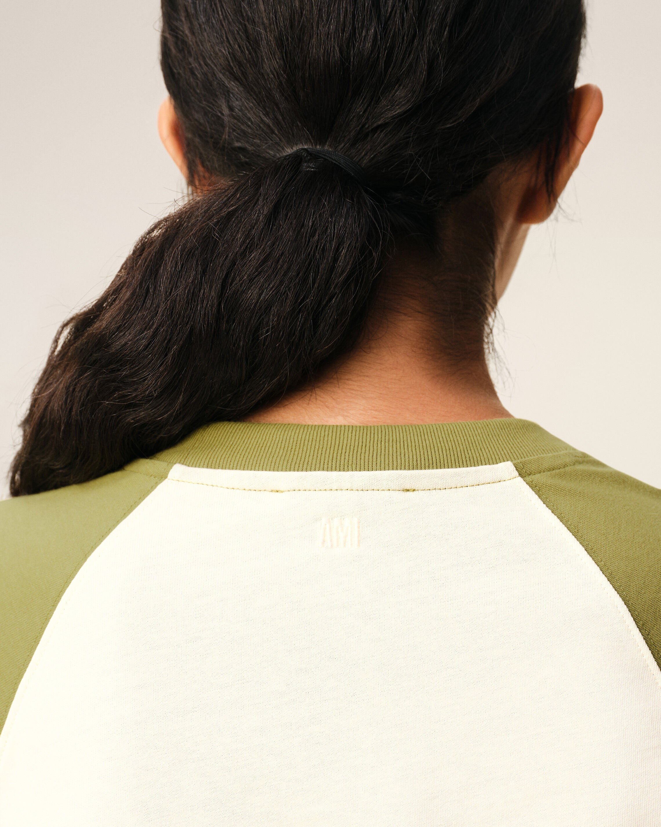 White And Green Cotton Ami De Coeur Knitted Patch Tshirt