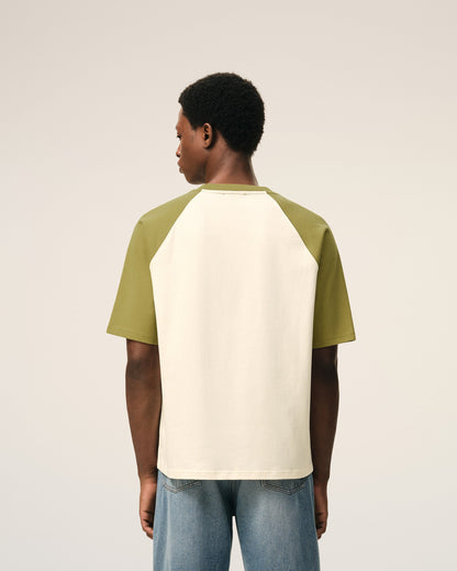 White And Green Cotton Ami De Coeur Knitted Patch Tshirt