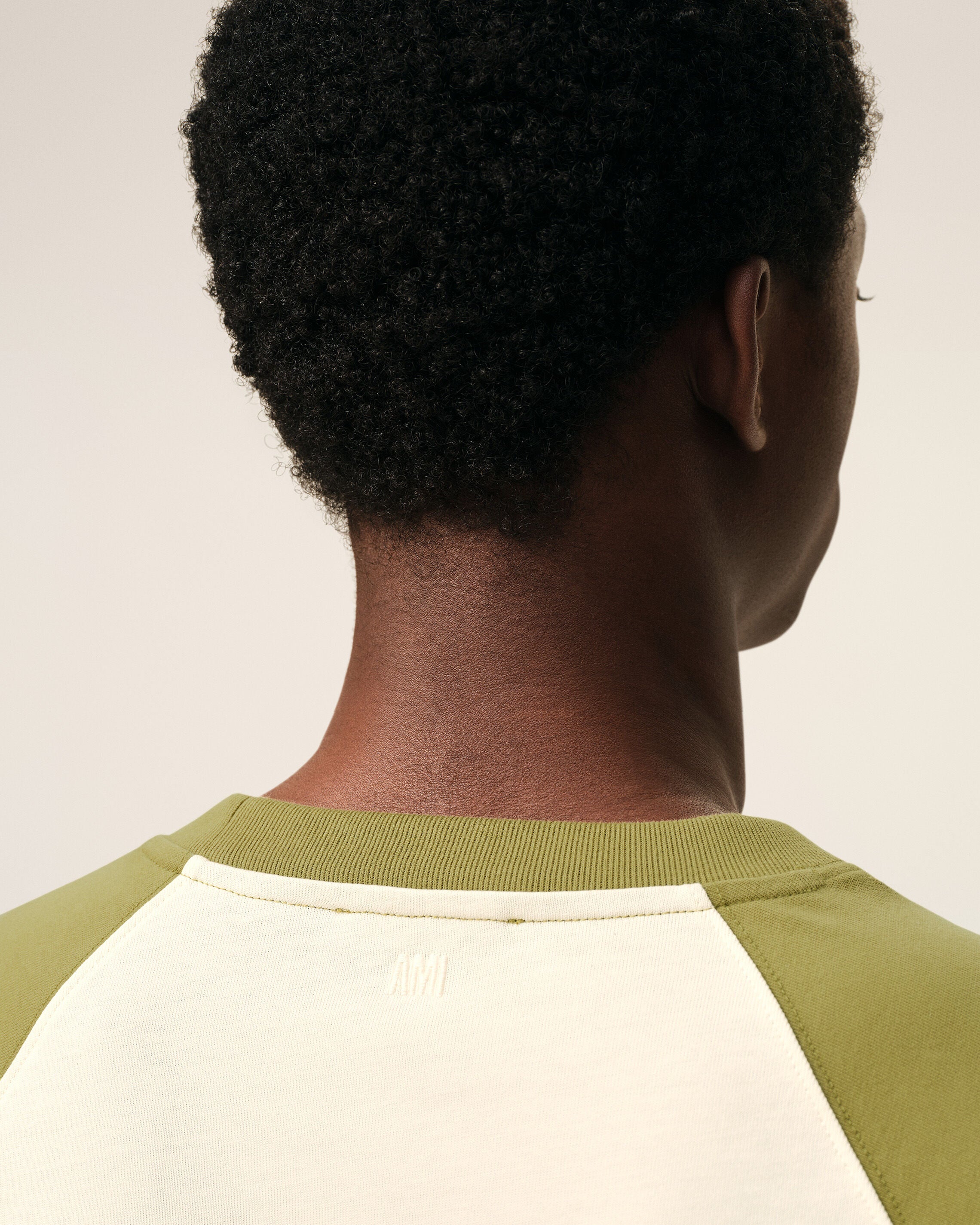 White And Green Cotton Ami De Coeur Knitted Patch Tshirt