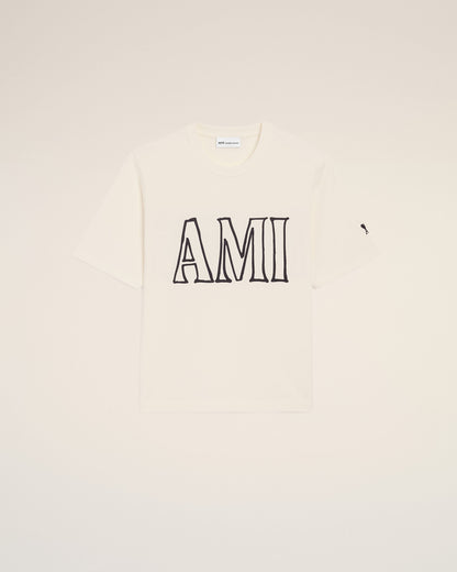 White Cotton Ami Paris Print Tshirt