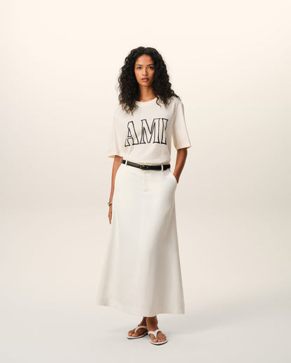 White Cotton Ami Paris Print Tshirt