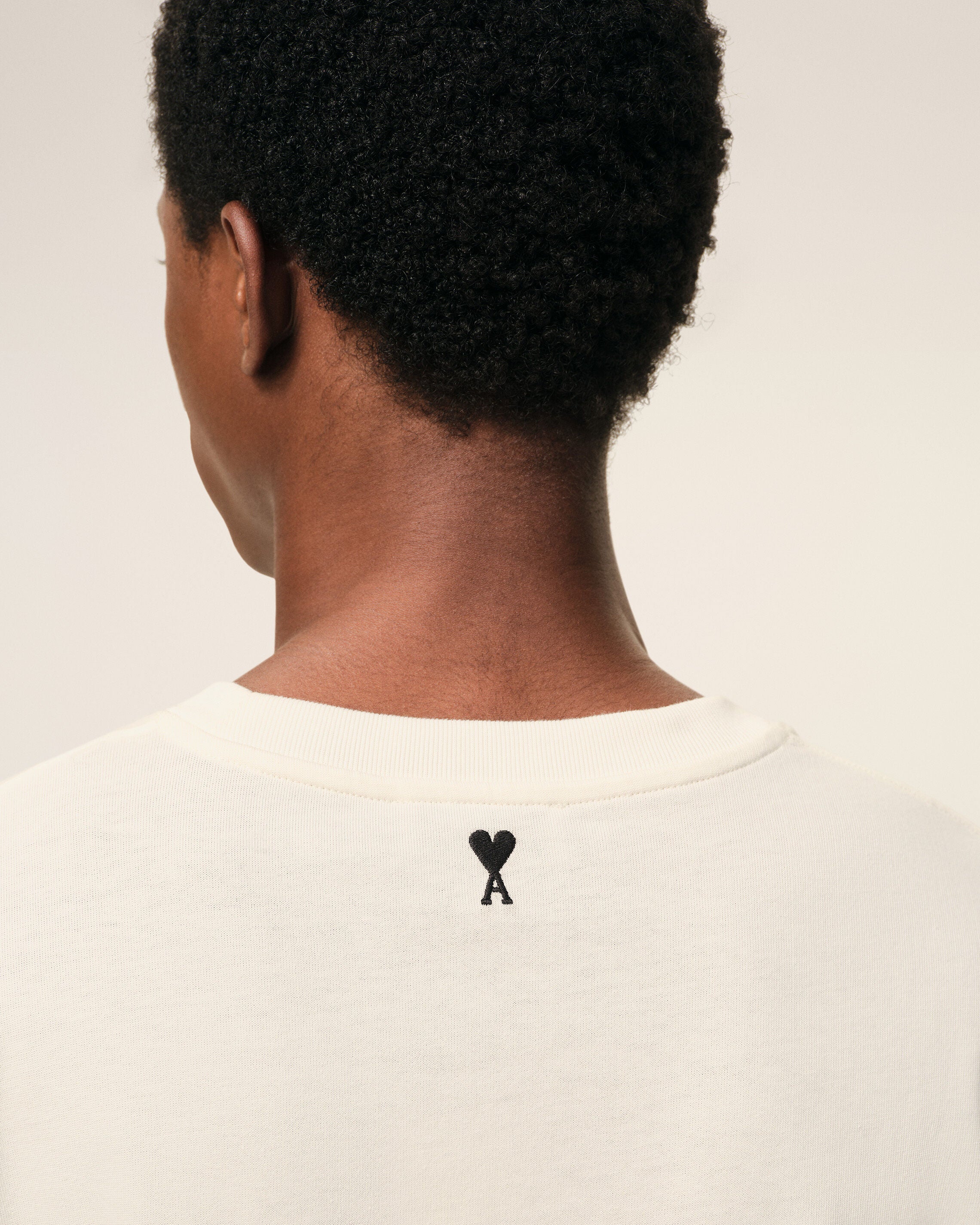 AmiParis White Cotton Signature Print Tshirt
