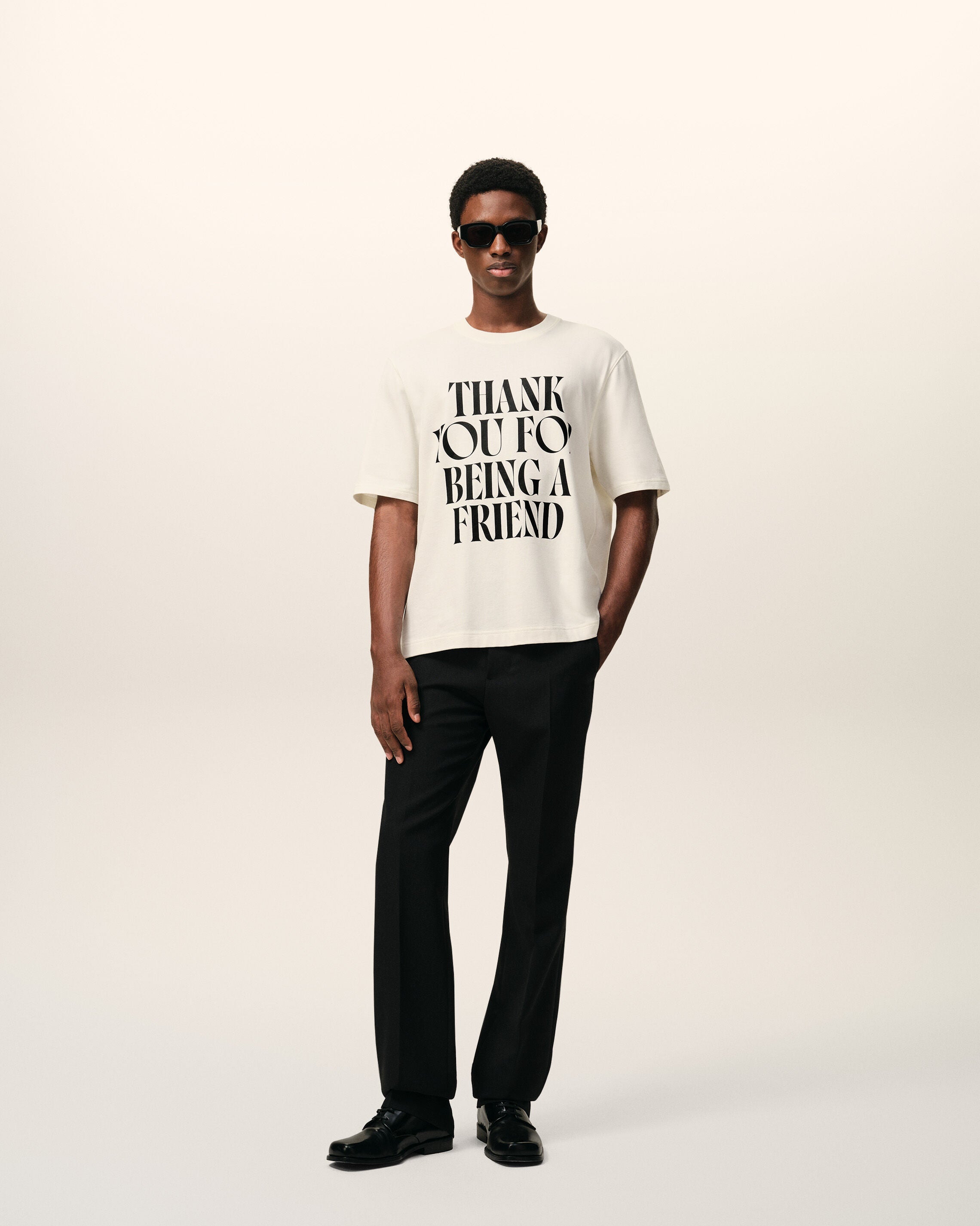 AmiParis White Cotton Signature Print Tshirt