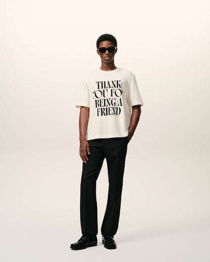 AmiParis White Cotton Signature Print Tshirt