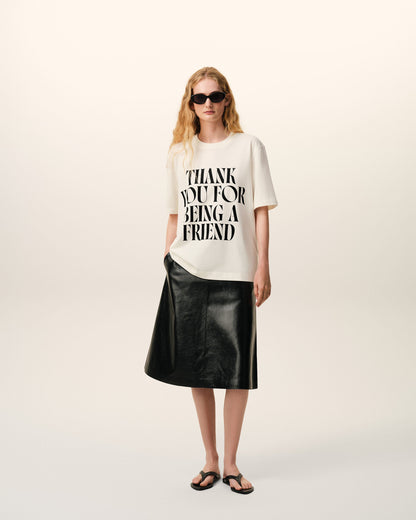 AmiParis White Cotton Signature Print Tshirt