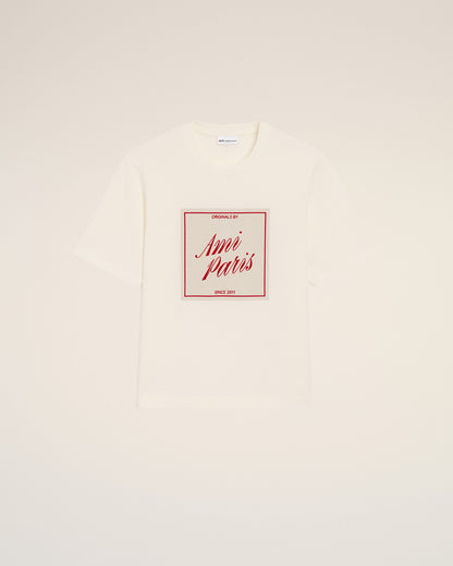 White Cotton Ami Paris Heritage Print Tshirt