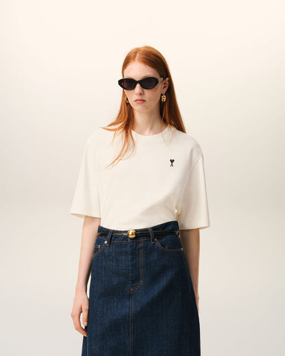 AmiParis White Cotton Place Des Victoires Print Tshirt