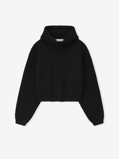 Essentials Womens Heavy Waffle 90S Hoodie Vintage Black