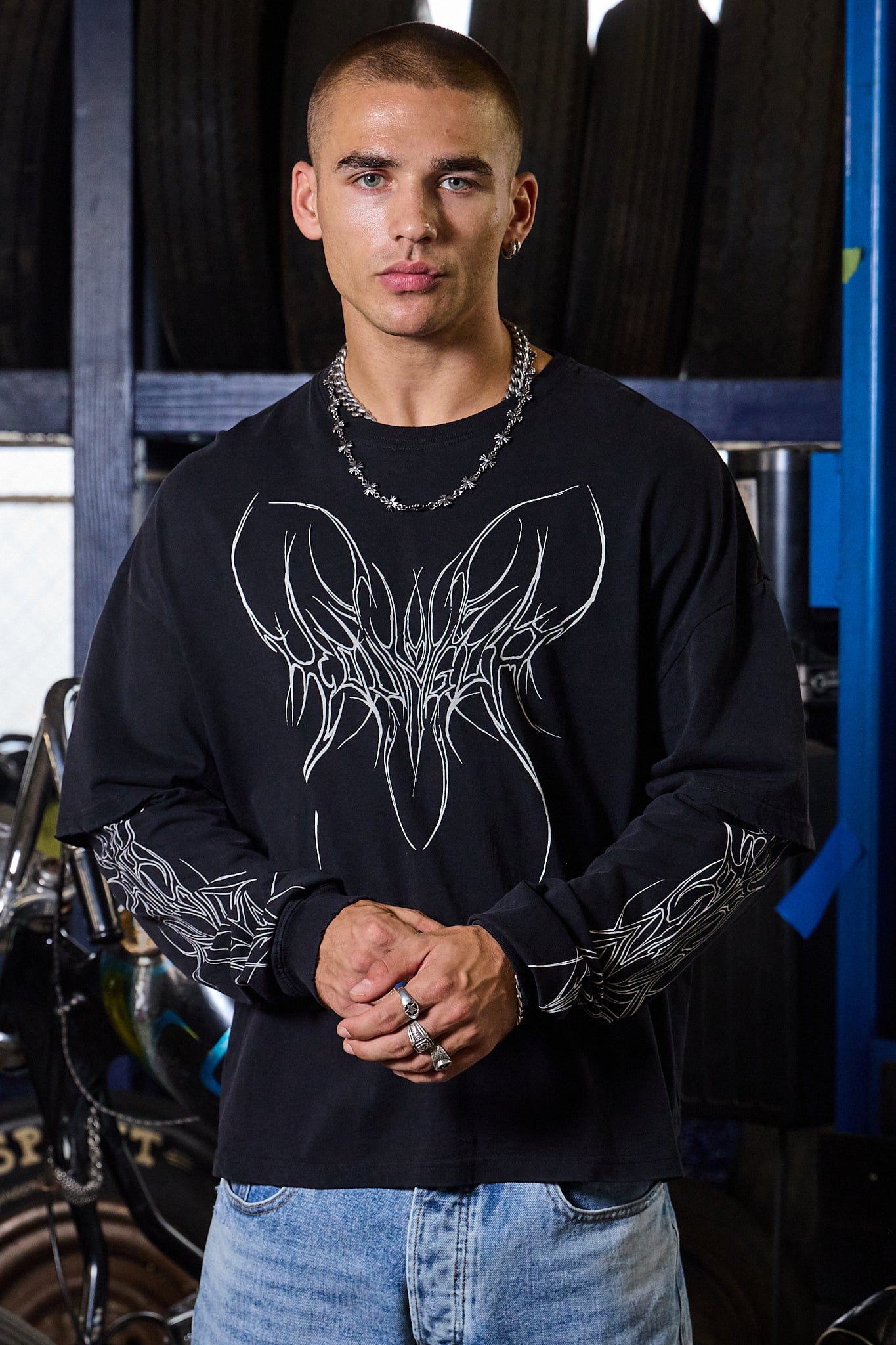 YoungLA 8007 - Tribal Longsleeves Shirt Black