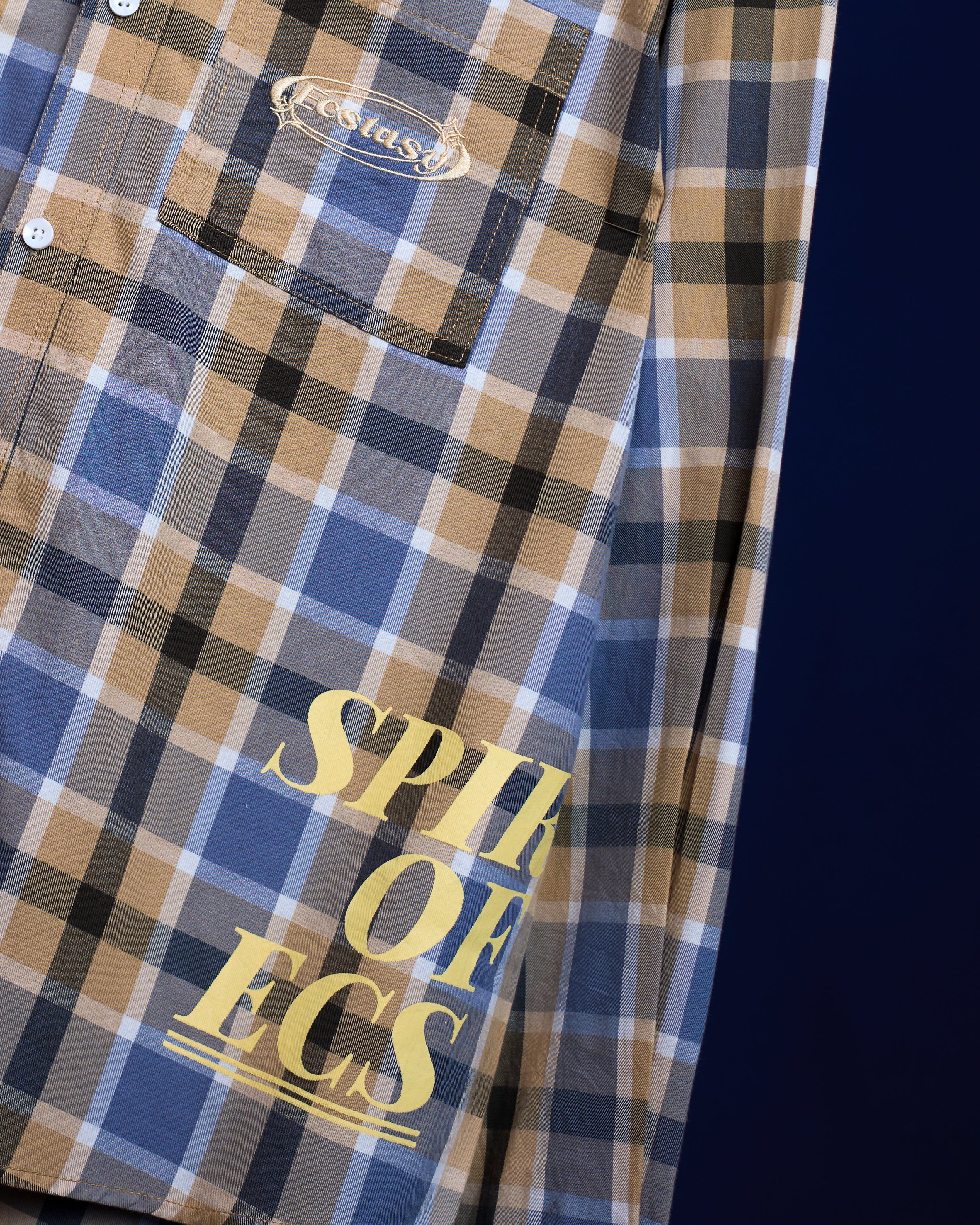 SPIRIT OF ECSTASY HIGH-LOW CHECKED SHIRT