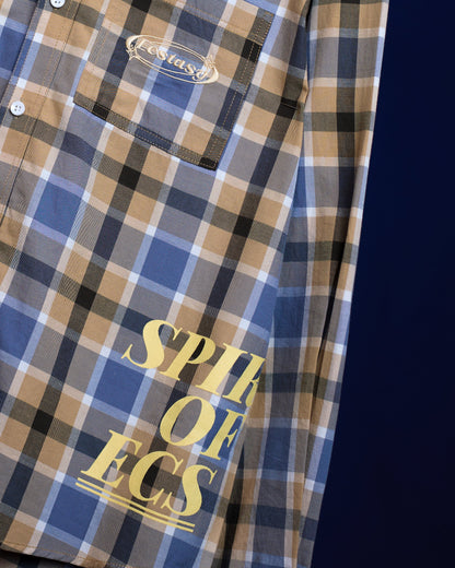 SPIRIT OF ECSTASY HIGH-LOW CHECKED SHIRT