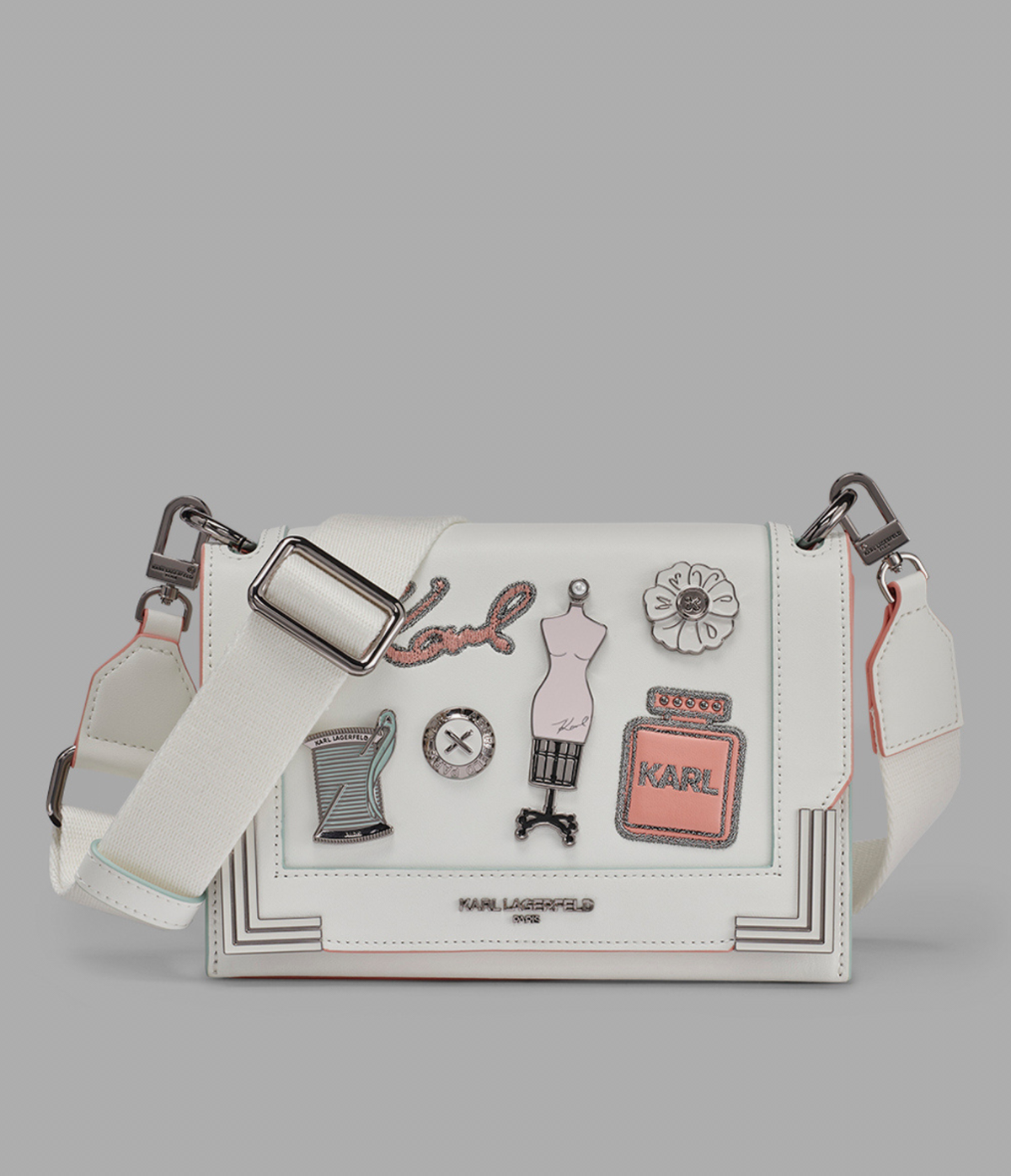 KarlLagerfeld Camille shoulder with oversized fashion pins winter white/silver