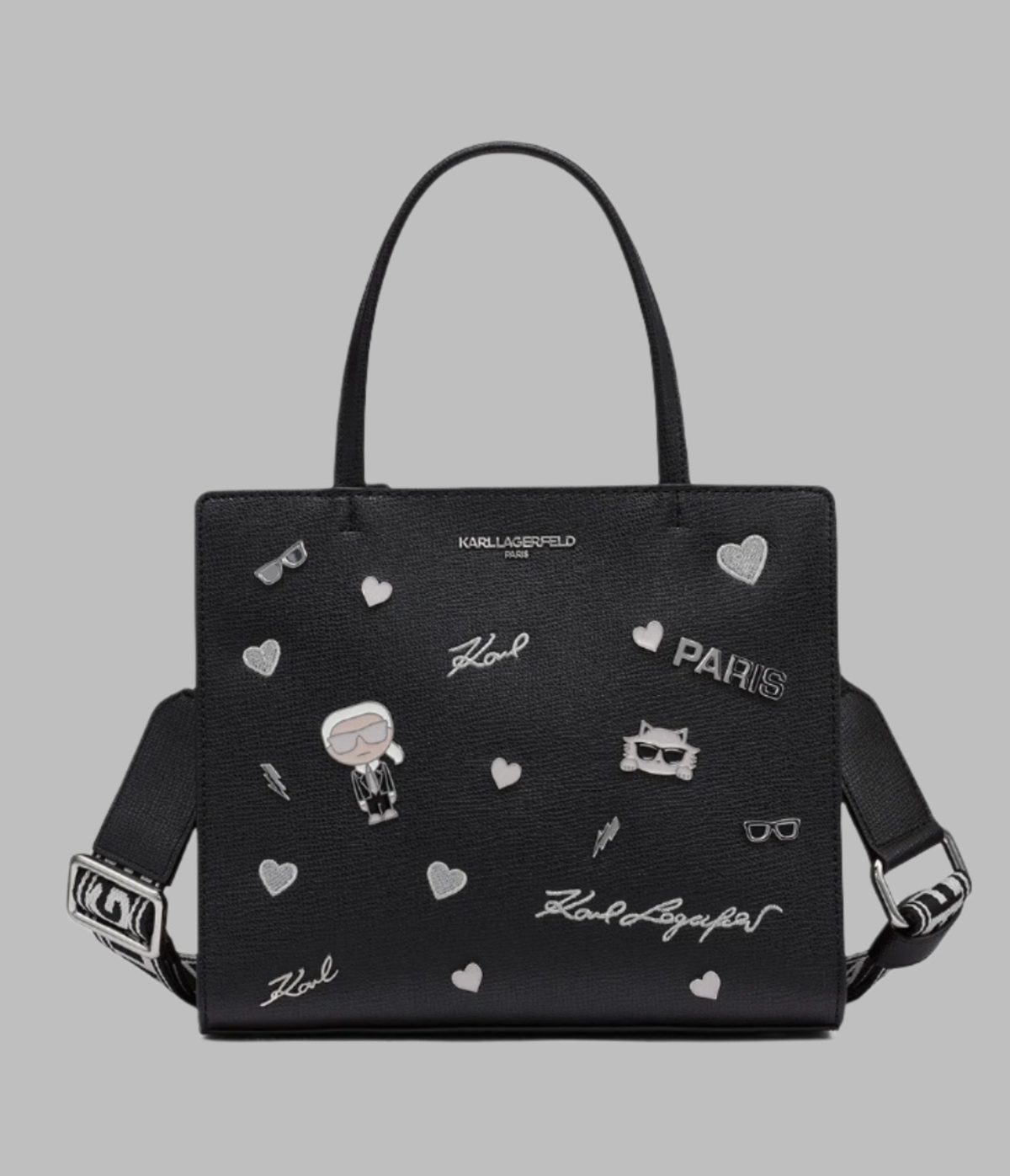 KarlLagerfeld Maybelle satchel with pins black