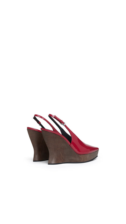 Alaïa Clogs Wedge Slingbacks In Patent Calfskin
