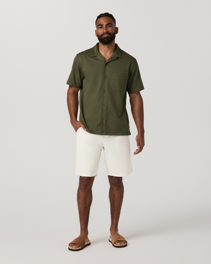Vuori Short Sleeve Knit Oxford Camp Collar Button Down