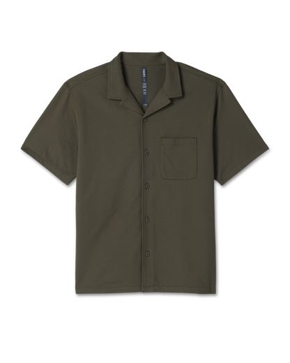 Vuori Short Sleeve Knit Oxford Camp Collar Button Down