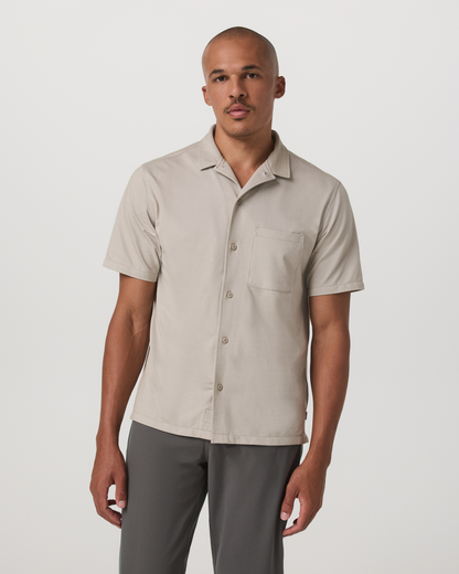 Vuori Short Sleeve Knit Oxford Camp Collar Button Down
