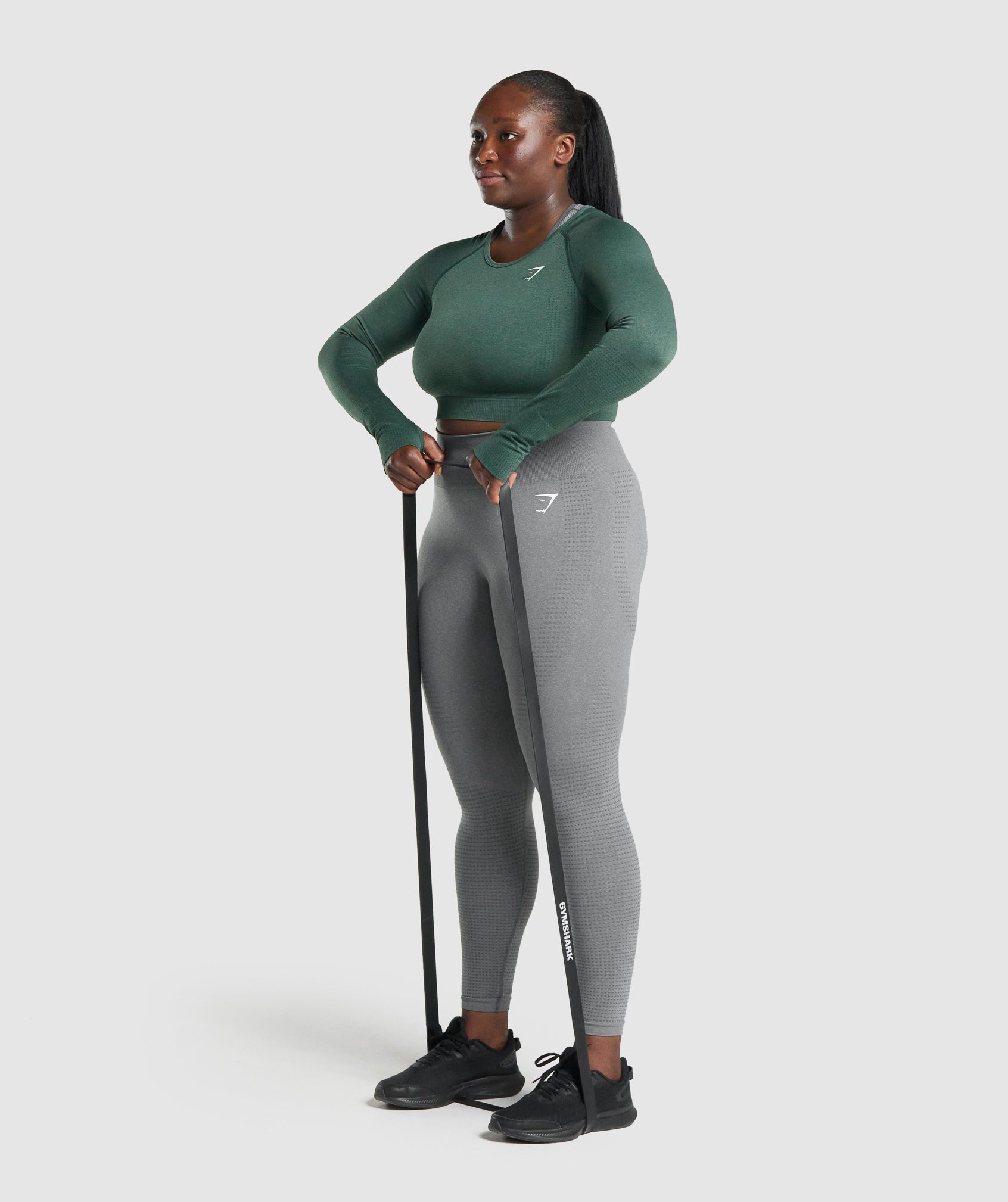Women's Gymshark Vital Crop Top Dark Green Marl