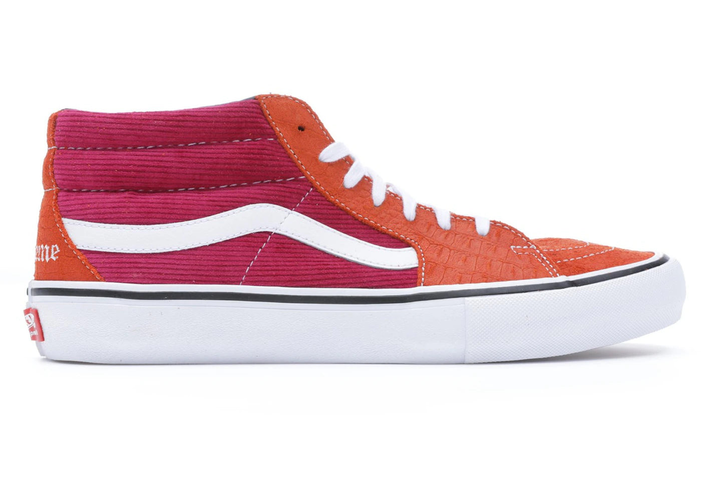 vans sk8-mid supreme croc corduroy fuchsia