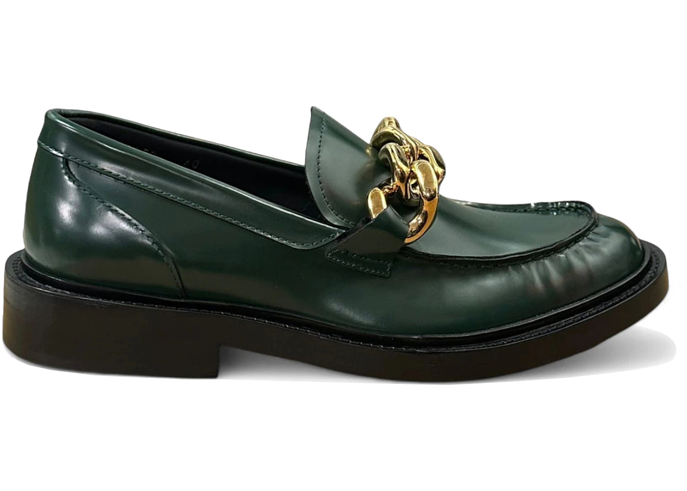 Versace Chain Leather Loafers Green