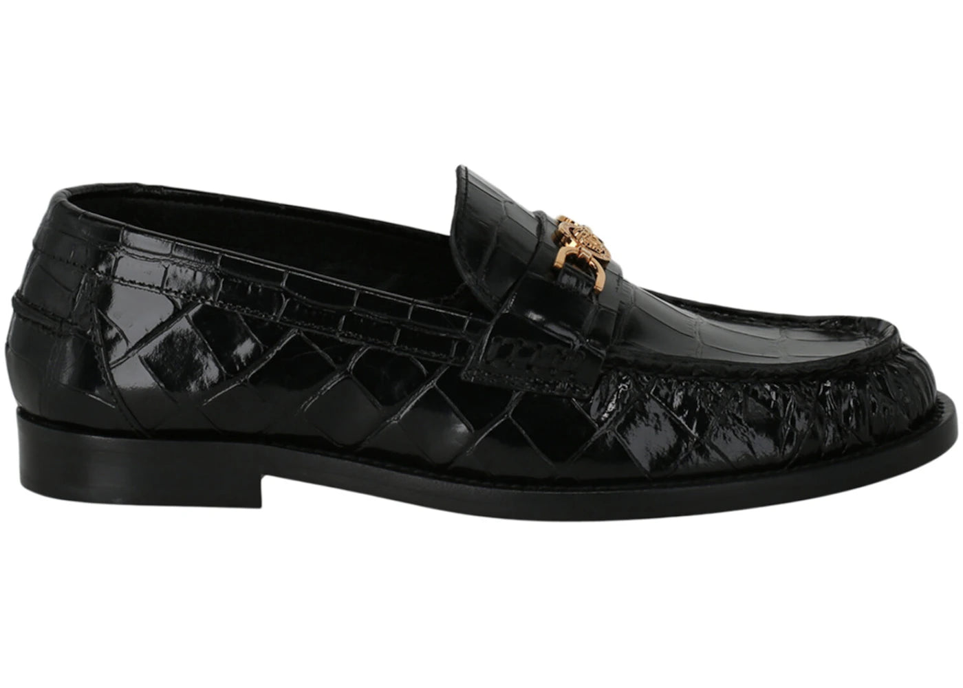 Versace Croc-Effect Medusa '95 Loafers Black (Women'S)