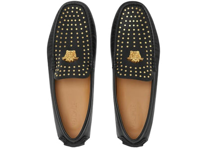 versace la medusa suede driver loafers black