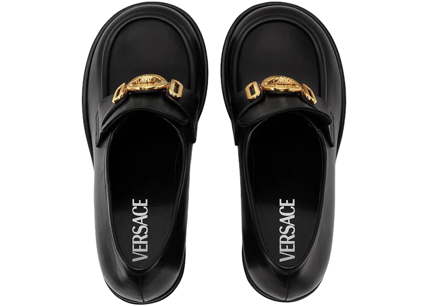 versace medusa biggie 75mm platform loafers black leather