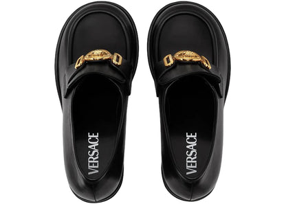 versace medusa biggie 75mm platform loafers black leather